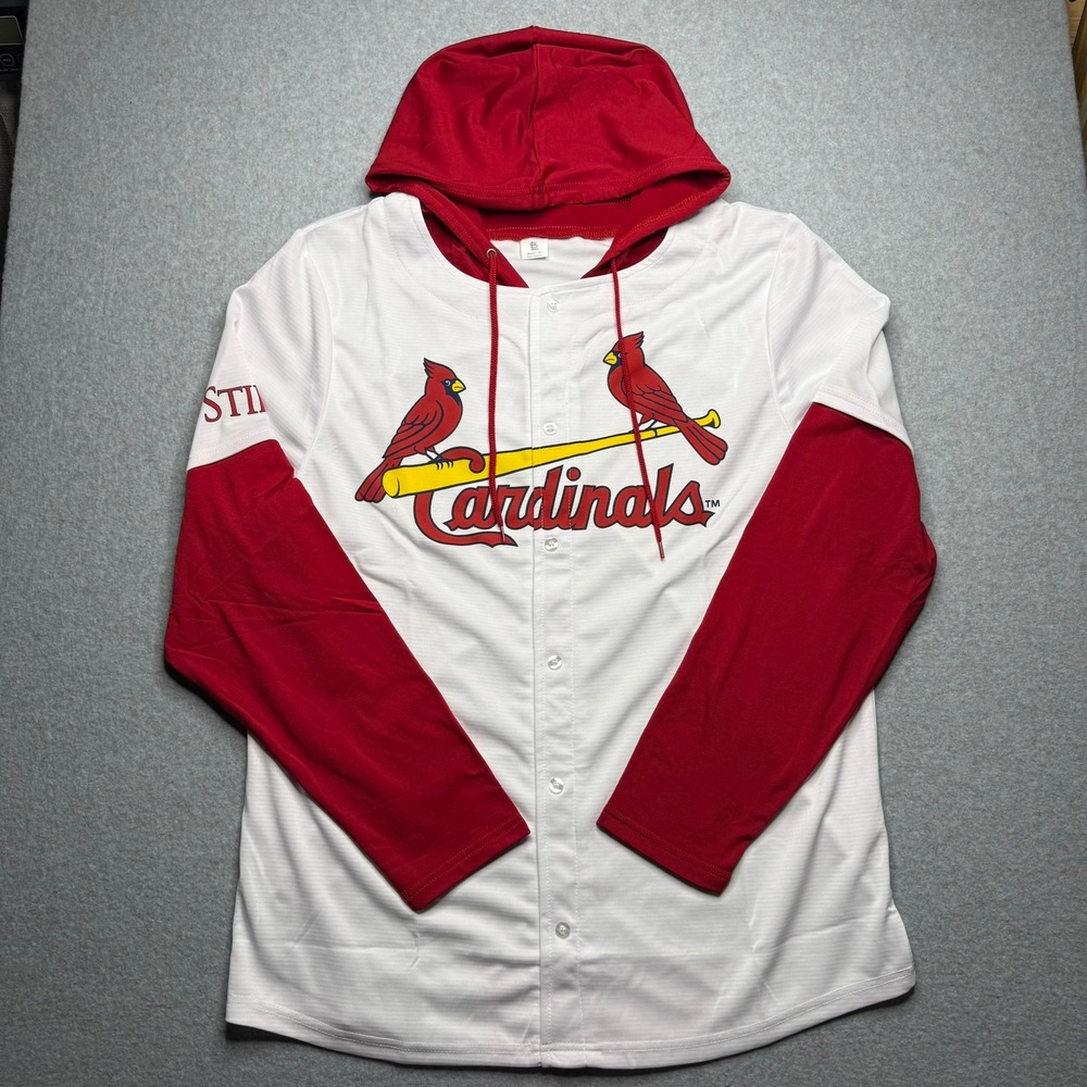 St. Louis Cardinals Jersey Mens XL White Red Hooded Layered Stifel